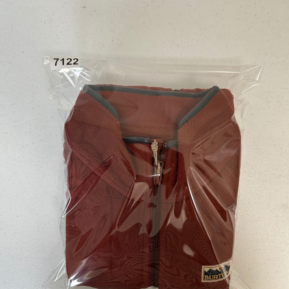 Burton Durable Goods Mens Large Full Zip Fleece Jacket Rust Red Mountain Patch - Picture 8 of 8